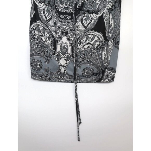 Paisley Pattern Midi Dress Strapless With Drawstring & Silver Ring Detail XL - Picture 5 of 8